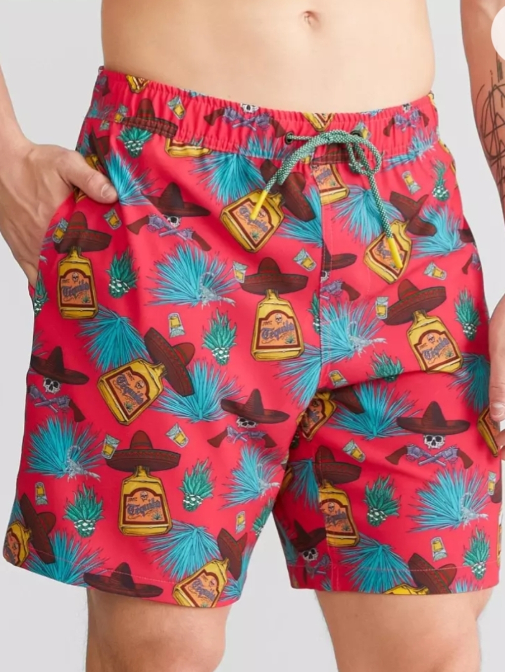 Sullen Tequila Stretch Swim Hot Pink polyester men's Trunks Size Large
